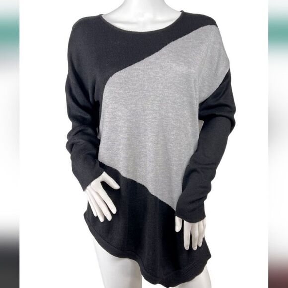 Joan Vass Cashmere Blend Asymmetrical Hem Sweater Large - Picture 1 of 5